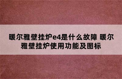 暖尔雅壁挂炉e4是什么故障 暖尔雅壁挂炉使用功能及图标